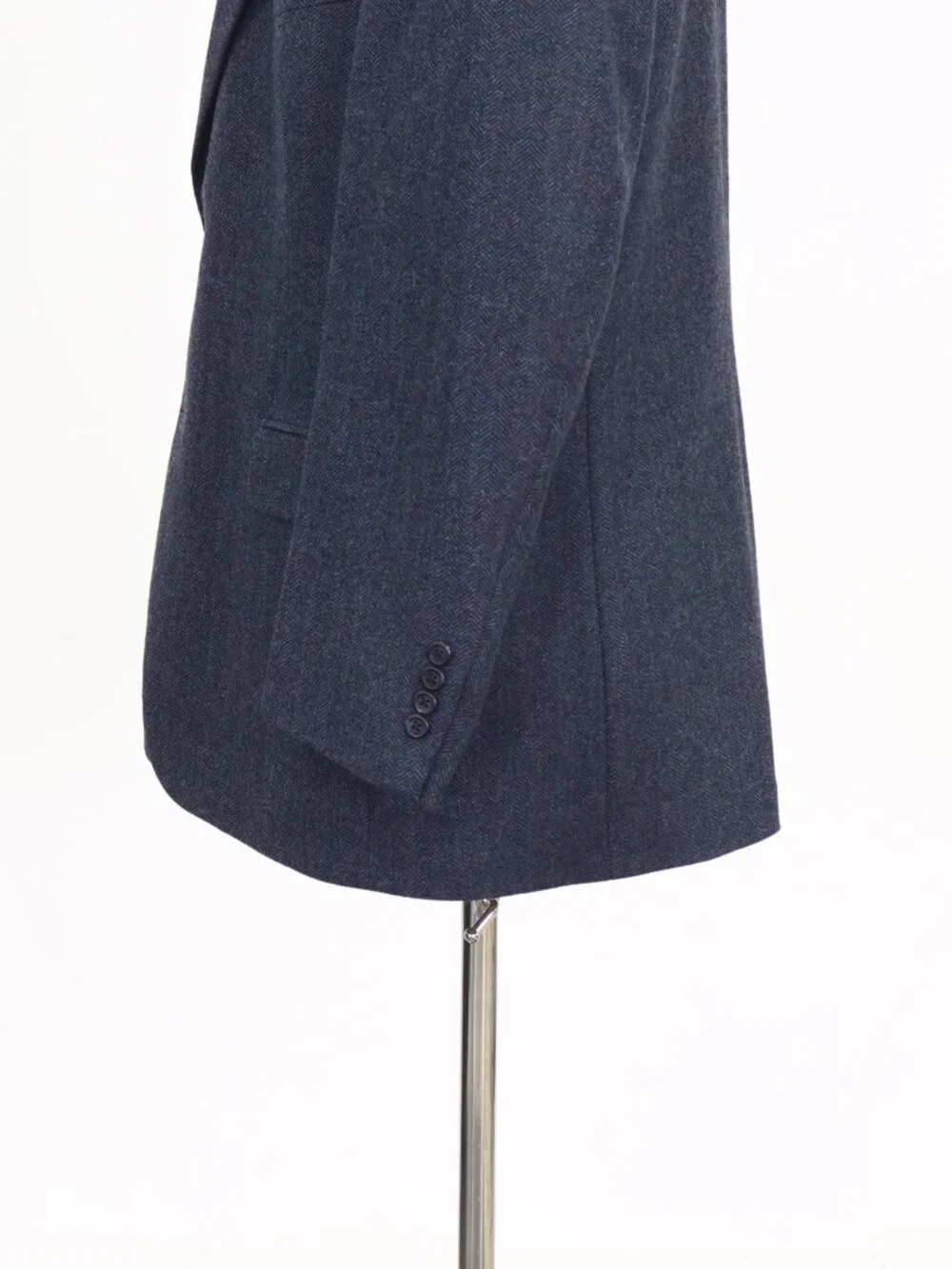Lands' End 44R Blue Blazer Sport Coat Jacket 2-Button Herringbone W875